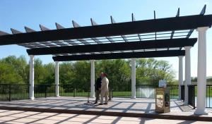 Pondside Pergola with Lighted Fountain