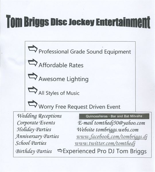 Tom Briggs Disc Jockey Entertainment