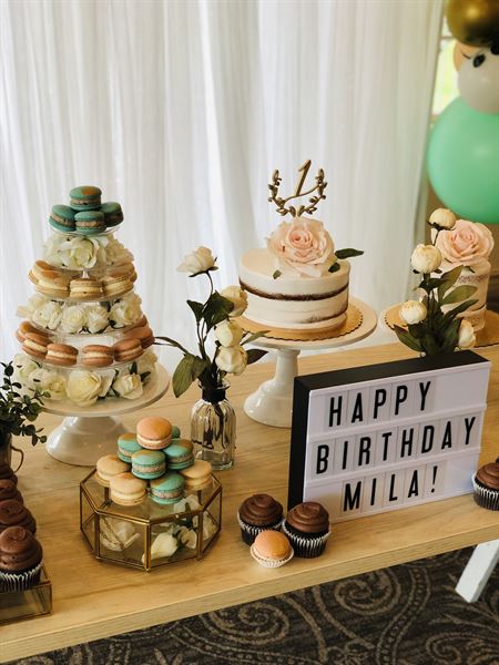 Fuchsia + Cream Macarons