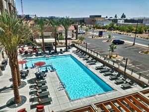 Sunset Pool Area with Built-In Bar