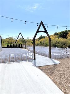 Outdoor ceremony location. Outdoor lounge area