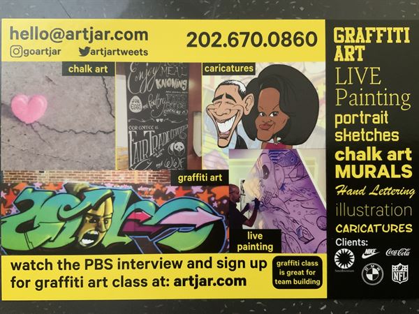 Art: live art, graffiti, chalk, caricatures, etc.