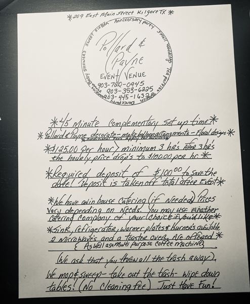 POLLARD AND PAYNE event venue