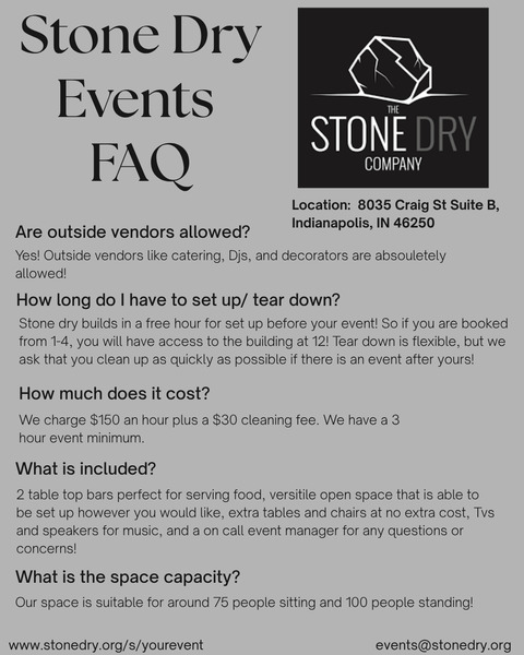 Indy- Stone Dry Events