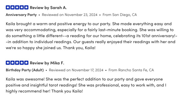 Kaila River | Tarot Readings for Parties & Special Events