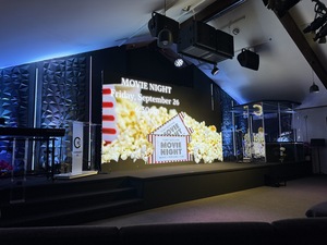 Modern 2,400 Sq Ft Event Venue with 24-Foot LED Video Wall, Stage & Professional Lighting