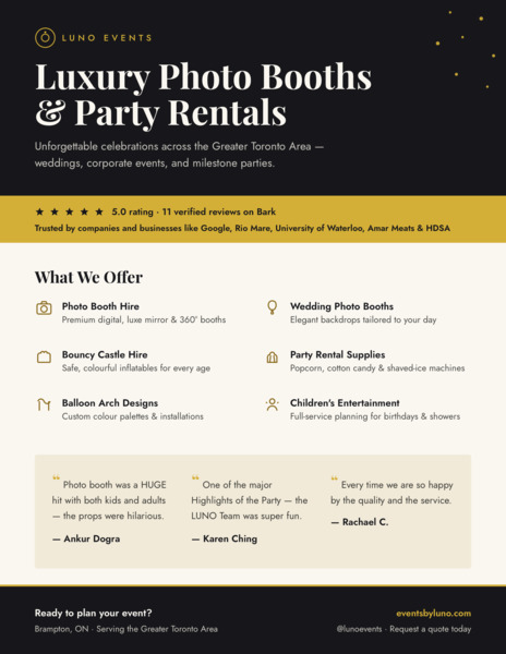 LUNO events | Photobooth and Party Rentals GTA